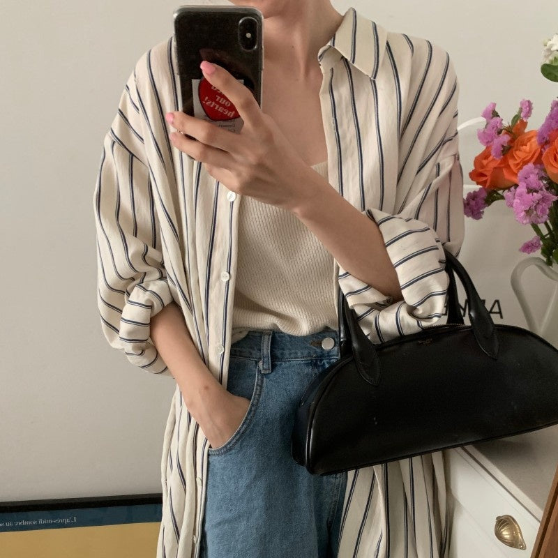 ストライプシャツ ブラウス ワンピース トップス レディース オーバーシャツ