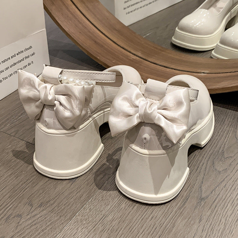 パンプス メリージェーンパンプス ストラップパンプス レディース 浅口 厚底 7cm太ヒール ラウンドトゥ