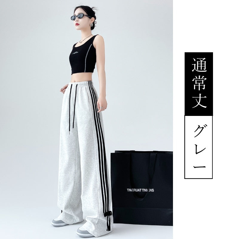 レディース スウェットパンツ ワイドパンツ 春夏新作 ゆったりパンツ ハイウエスト