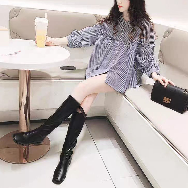 ブラウス  シャツ  長袖  ストライプシャツ トップス  体型カバー