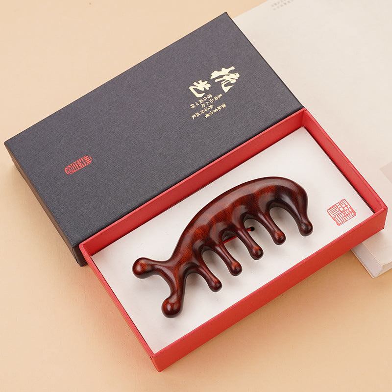 マッサージコーム 紫檀マッサージコーム 木製コーム ヘアブラシ櫛