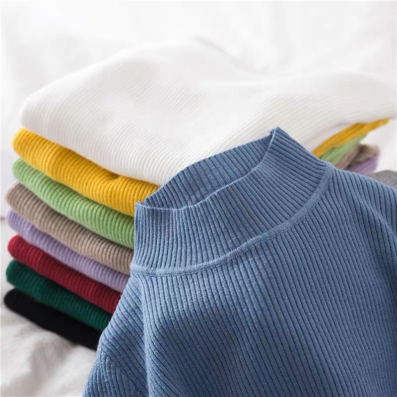 ニット インナー リブニット 個性的 タートルネック ハイネック 軽量 トップス レディース 洗える