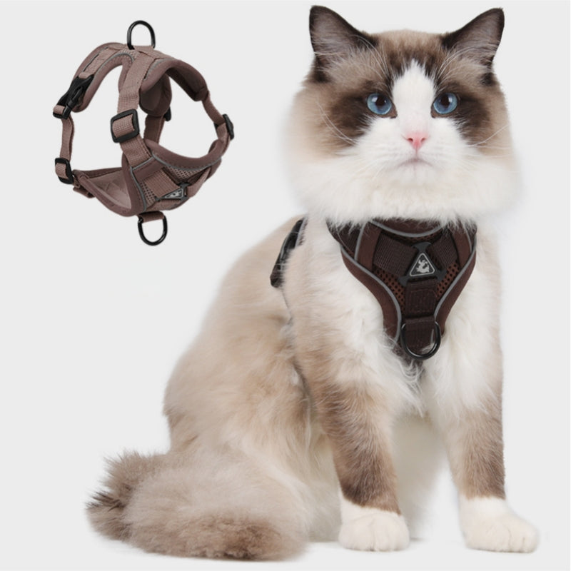 猫 ハーネス リード セット 猫用ハーネス 猫用リード 猫用胴輪 ベスト型 POMバックル 脱走防止