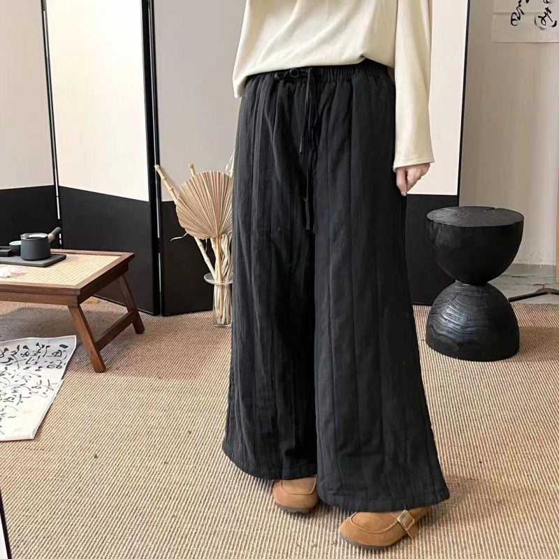 パンツ レディース メンズ カーブパンツ ロングパンツ 秋冬 ガウチョパンツ キルティング