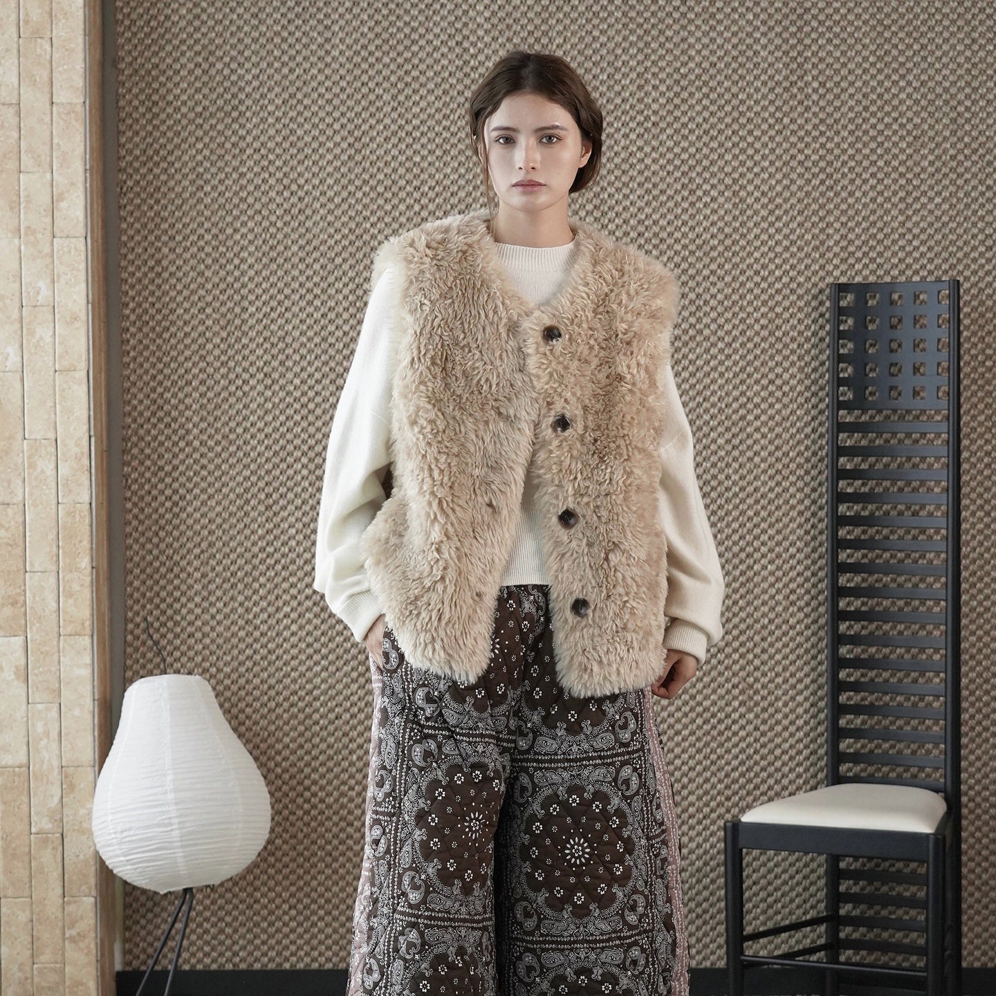 ベスト レディース 秋冬 フェイクファー 超柔らか モコモコ 単ボタン