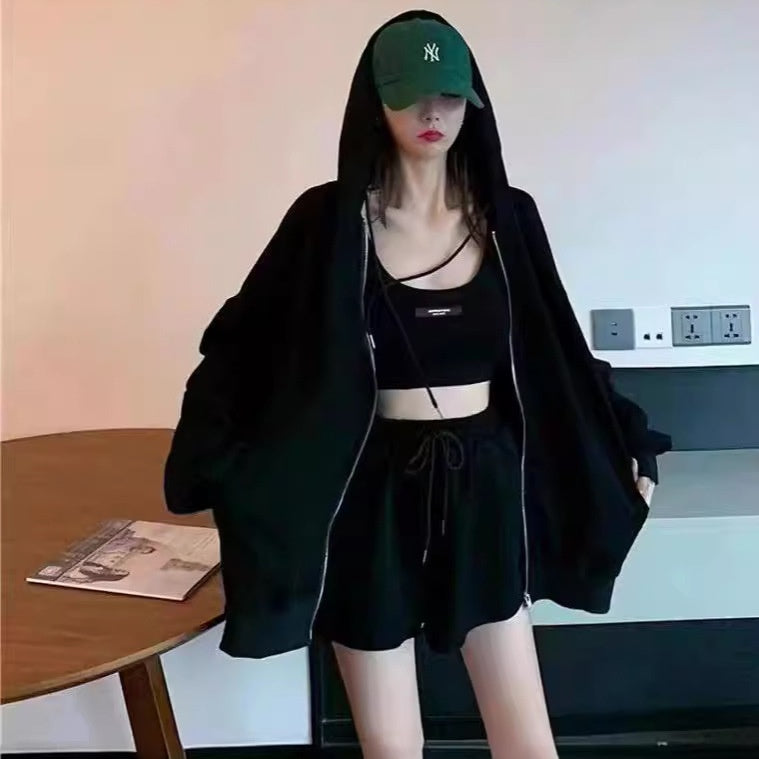 スポーツウェア レディース セットアップ 3点セット ジムウェア 夏 パーカー