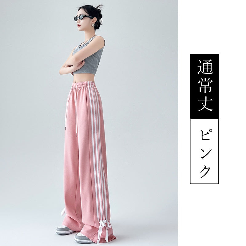 レディース スウェットパンツ ワイドパンツ 春夏新作 ゆったりパンツ ハイウエスト