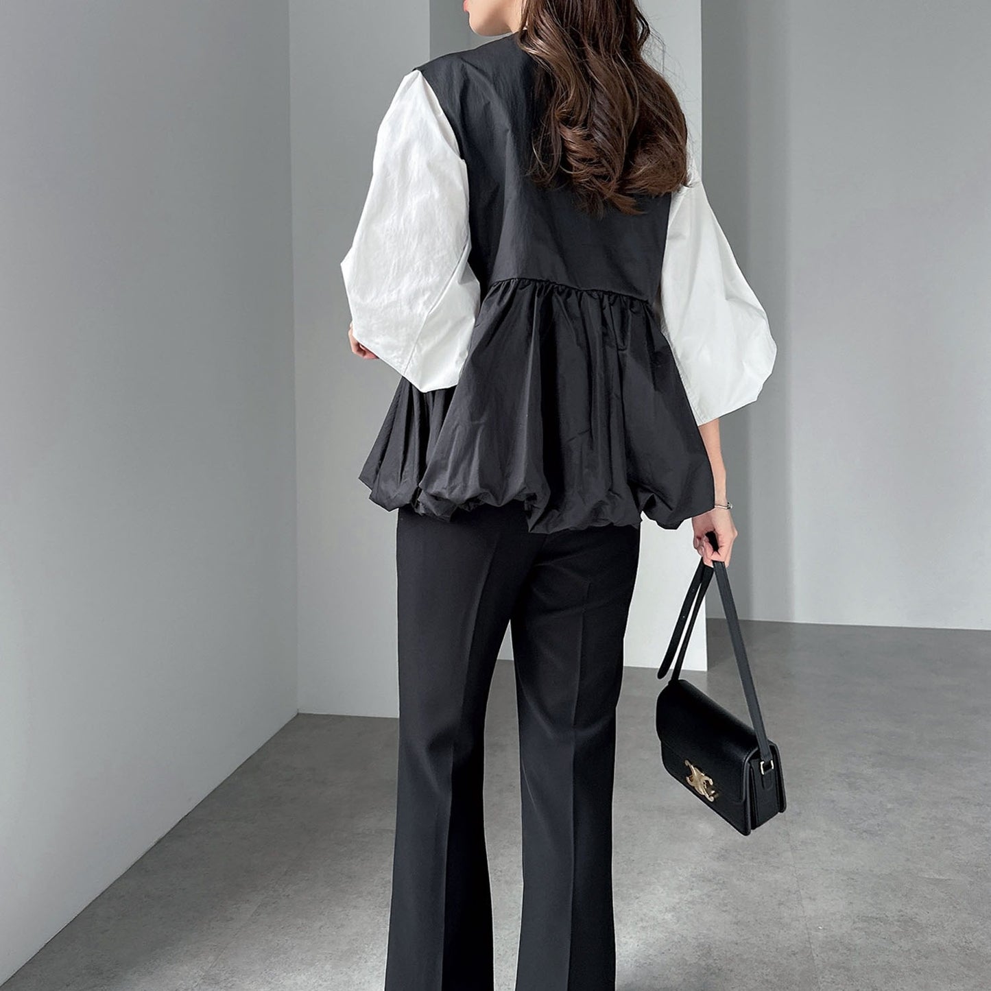 ノースリーブ ベスト レディース ラウンドネック トップス ジッパー デザイン フリル