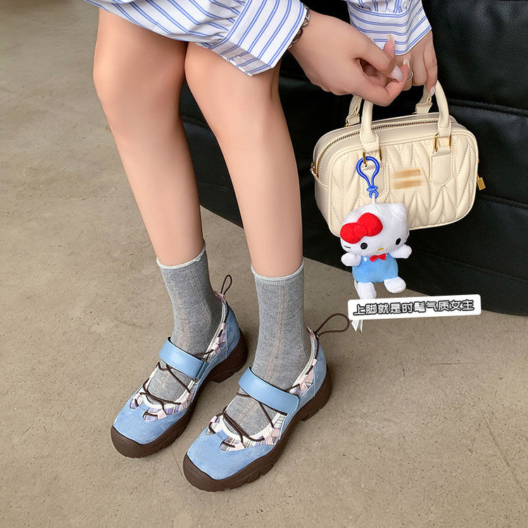 スニーカー メリージェーン レディース スニーカー 本革 マジックテープシューズ