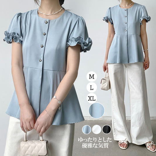 シフォンTシャツ   Tシャツ  ラウンドネックTシャツ  トップス
