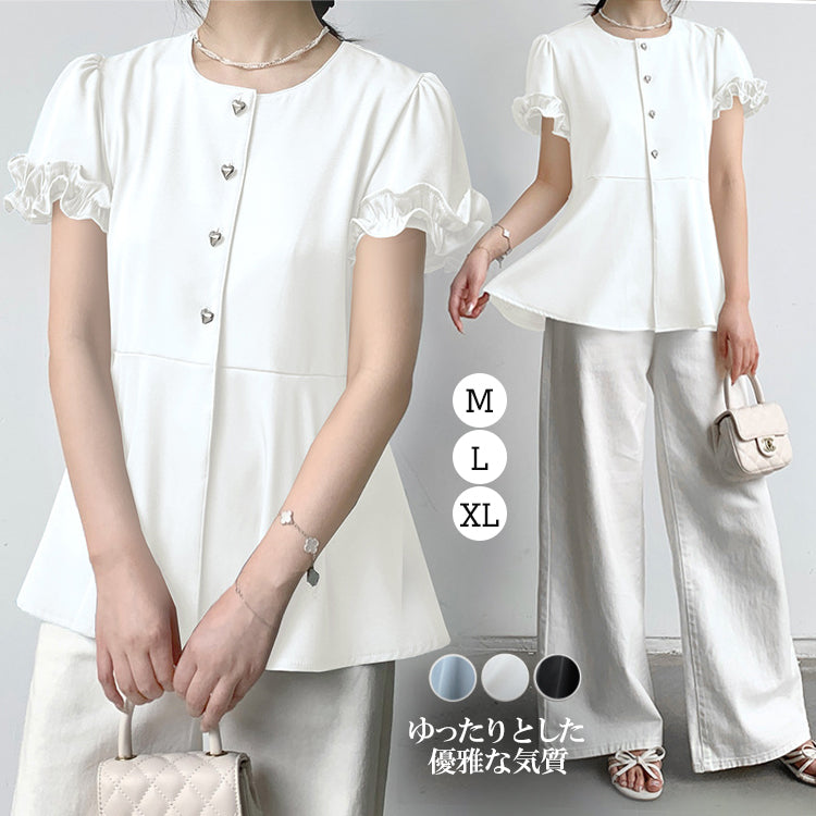 シフォンTシャツ   Tシャツ  ラウンドネックTシャツ  トップス