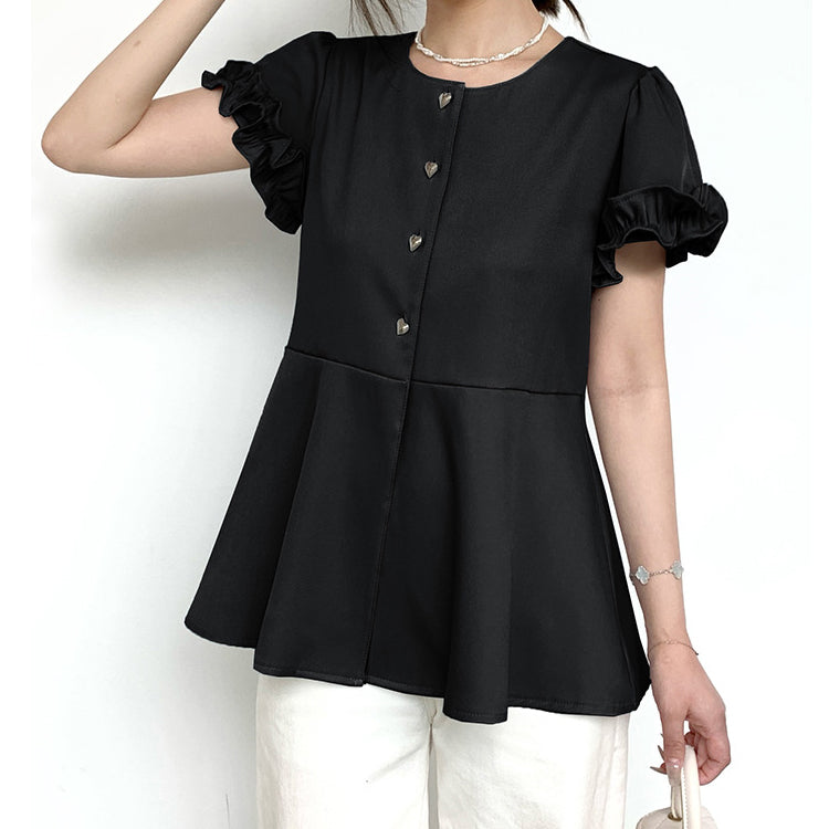 シフォンTシャツ   Tシャツ  ラウンドネックTシャツ  トップス