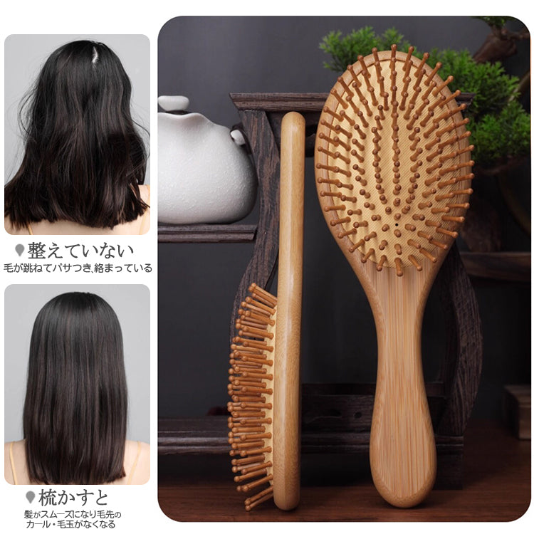 クッションブラシ エアクッションブラシ ヘアブラシ 木製くし 木製コーム マッサージブラシ