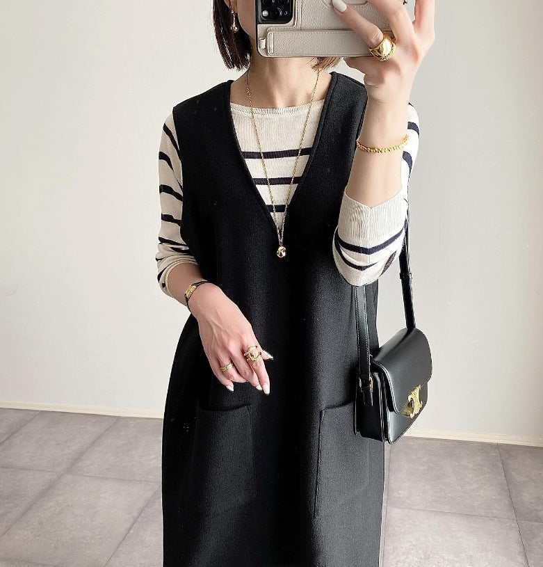 ジャンパースカート ニットワンピース レディース レイヤード トップス