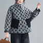 ドット柄ジャケット 長袖 レディース ラウンドネック カジュアル 普段着 レトロ 女性 ボタン