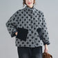ドット柄ジャケット 長袖 レディース ラウンドネック カジュアル 普段着 レトロ 女性 ボタン