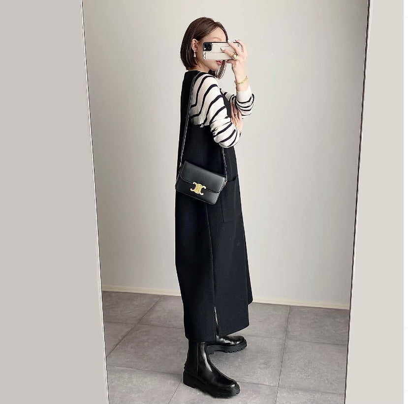 ジャンパースカート ニットワンピース レディース レイヤード トップス