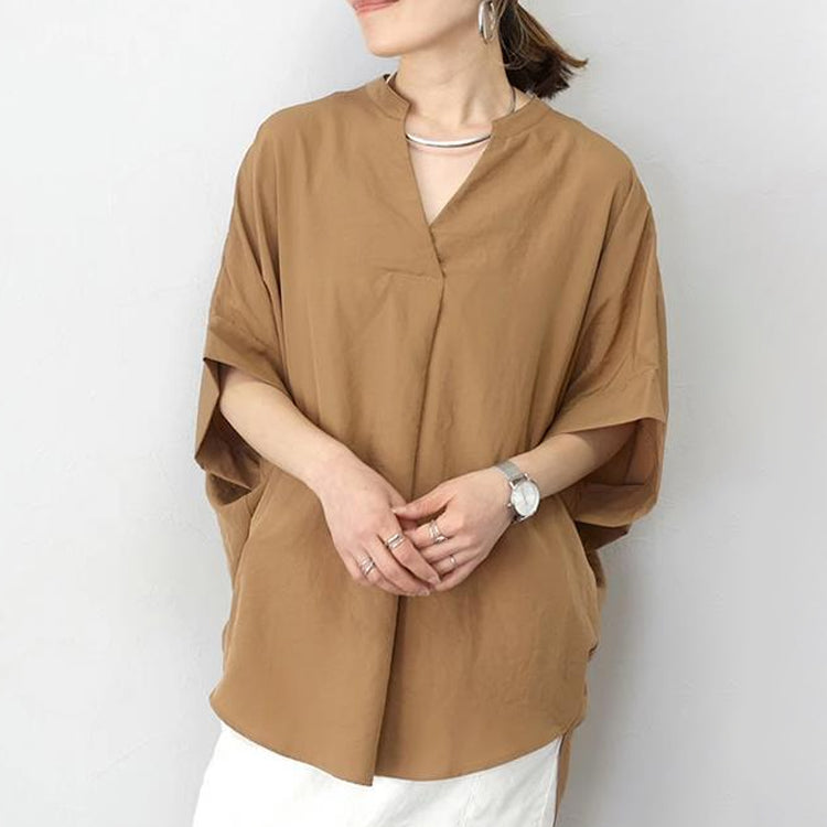 ブラウス  レディースシャツ  ドルマンスリーブシャツ  クルーネックシャツ