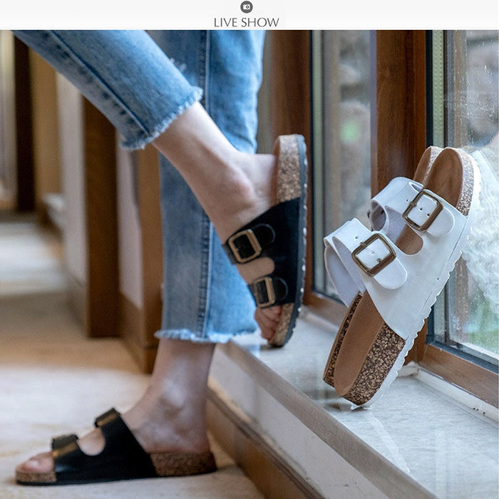 コルクサンダルレザースリッパ  レザーサンダル カップルサンダル カップルスリッパ