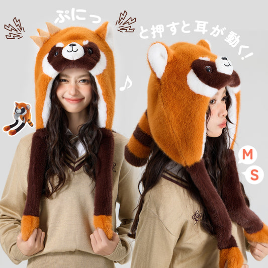 アニマル帽子 アニマルキャップ アライグマ帽子 もこもこ帽子 ふわふわ帽子 コスプレ帽子
