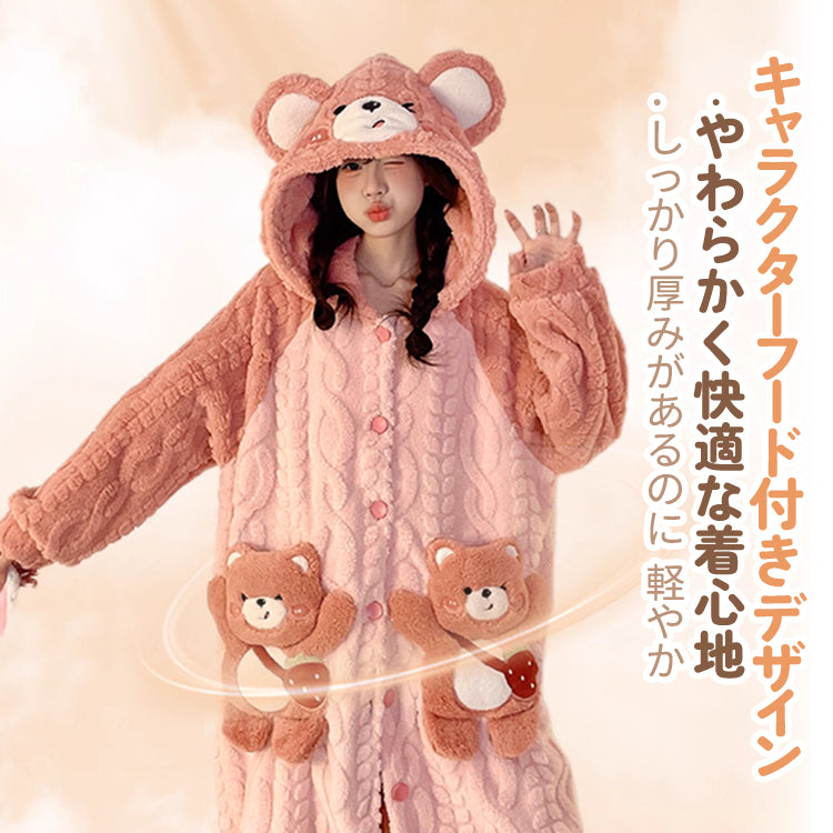 ルームウェア ナイトウェア ルームガウン ナイトガウン 秋冬パジャマ 着る毛布 部屋着 レディース
