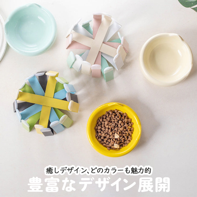 ペットボウル フードボウル ウォーターボウル 食器 えさ皿 餌皿 猫 犬 陶器 セラミック スタンド付き