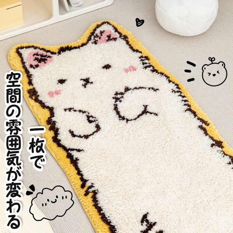 ラグマット 洗える 猫 ねこ ネコ 猫柄 タフティング風 絨毯 カーペット 室内
