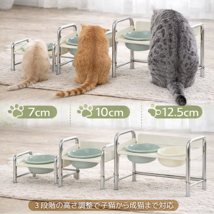 猫用食器 陶器フードボウル 高脚設計 猫用食器台 フードボウル 犬用兼用 大容量