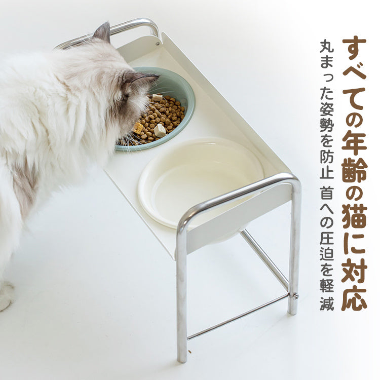 猫用食器 陶器フードボウル 高脚設計 猫用食器台 フードボウル 犬用兼用 大容量