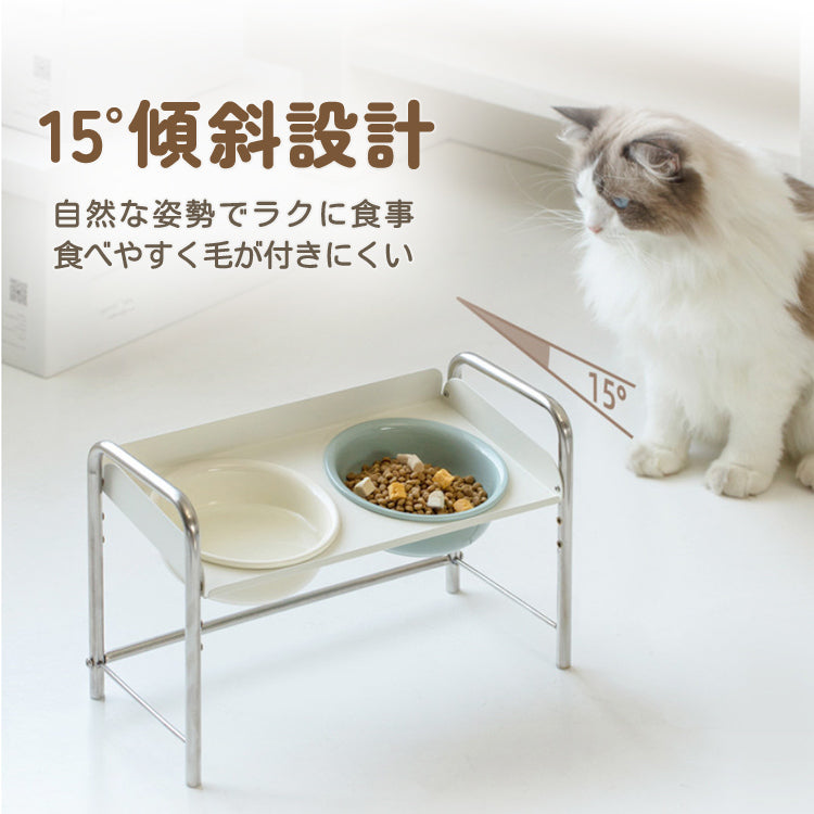 猫用食器 陶器フードボウル 高脚設計 猫用食器台 フードボウル 犬用兼用 大容量
