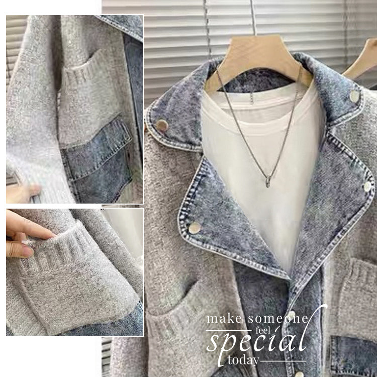 デニム×ニット切替ジャケット デニムジャケット ジージャン デニムコート ニットジャケット