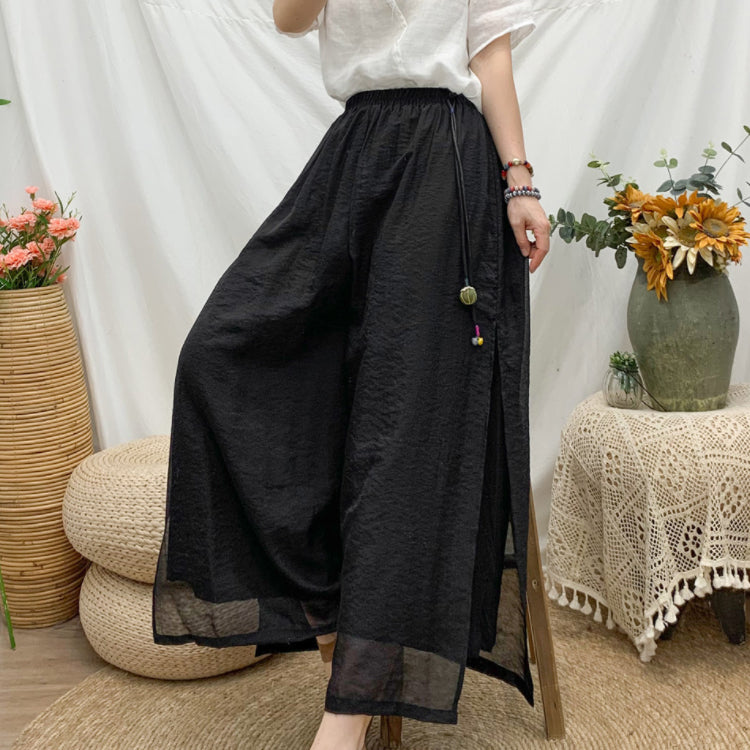 レディースパンツ   ワイドパンツ  スリットワイドパンツ  ガウチョパンツ