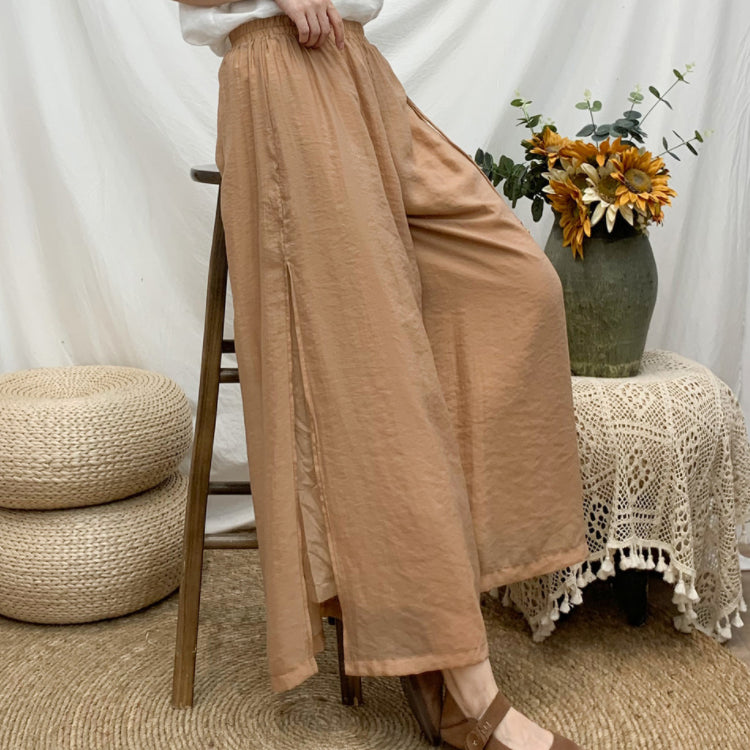 レディースパンツ   ワイドパンツ  スリットワイドパンツ  ガウチョパンツ