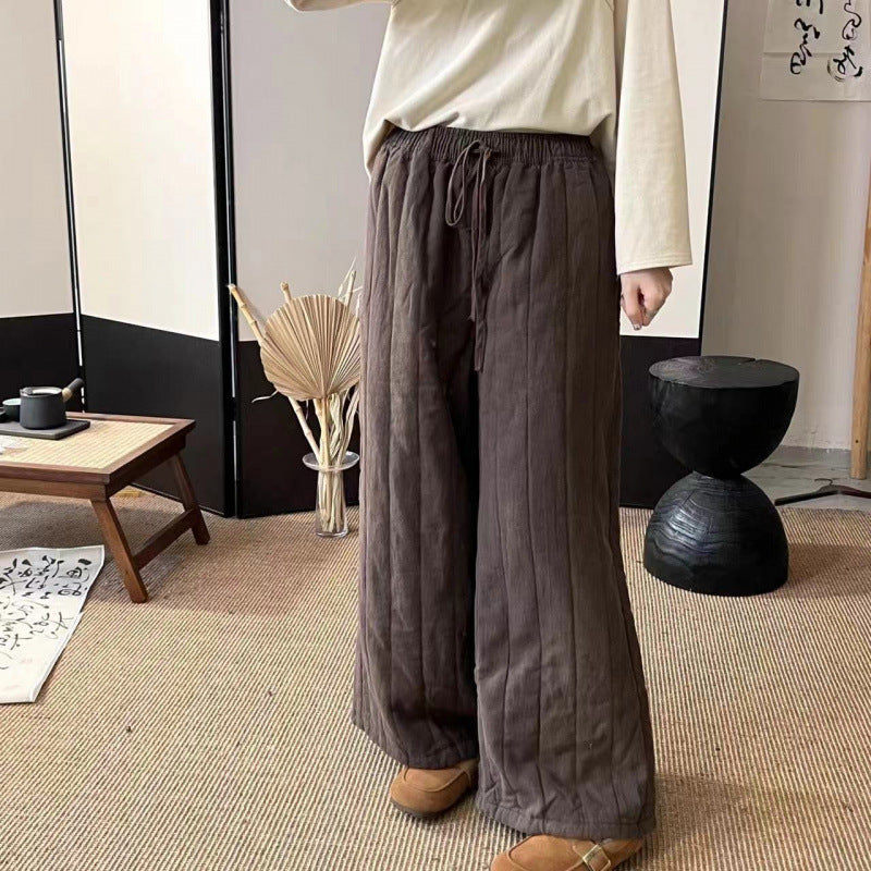 パンツ レディース メンズ カーブパンツ ロングパンツ 秋冬 ガウチョパンツ キルティング