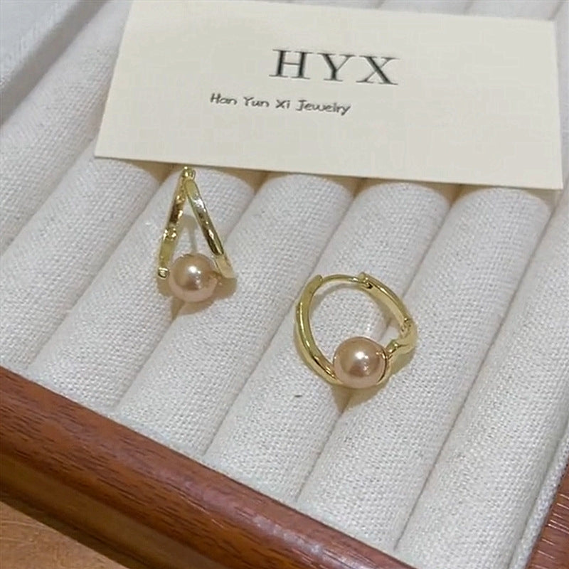 ピアス フープピアス パールピアス 金属アレルギート 大ぶり ツイスト  シンプル かわいい