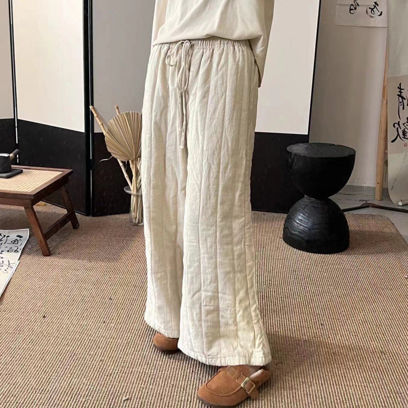 パンツ レディース メンズ カーブパンツ ロングパンツ 秋冬 ガウチョパンツ キルティング