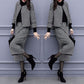 千鳥格子スーツ レディース セットアップ ウールタッチ 事務服 高品質 長袖