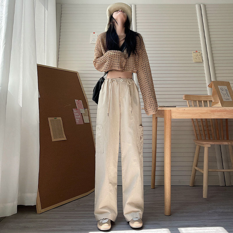 カーゴパンツ レディース ゆったり ワイド ルーズ ズボン ボトムス おしゃれ かわいい 黒