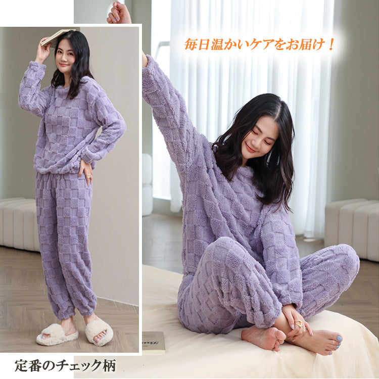 ルームウェア2点セット 上下セット ナイトウェア パジャマ 寝間着 部屋着 長袖