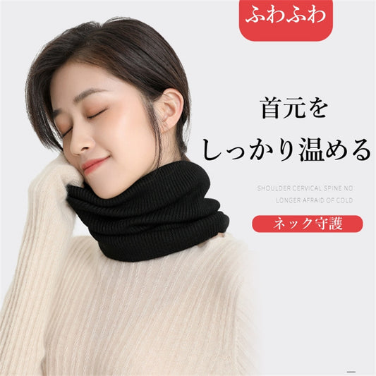 ネックウォーマー リブ編み スヌード マフラー 防寒 レディース メンズ キッズ リブ 温かい