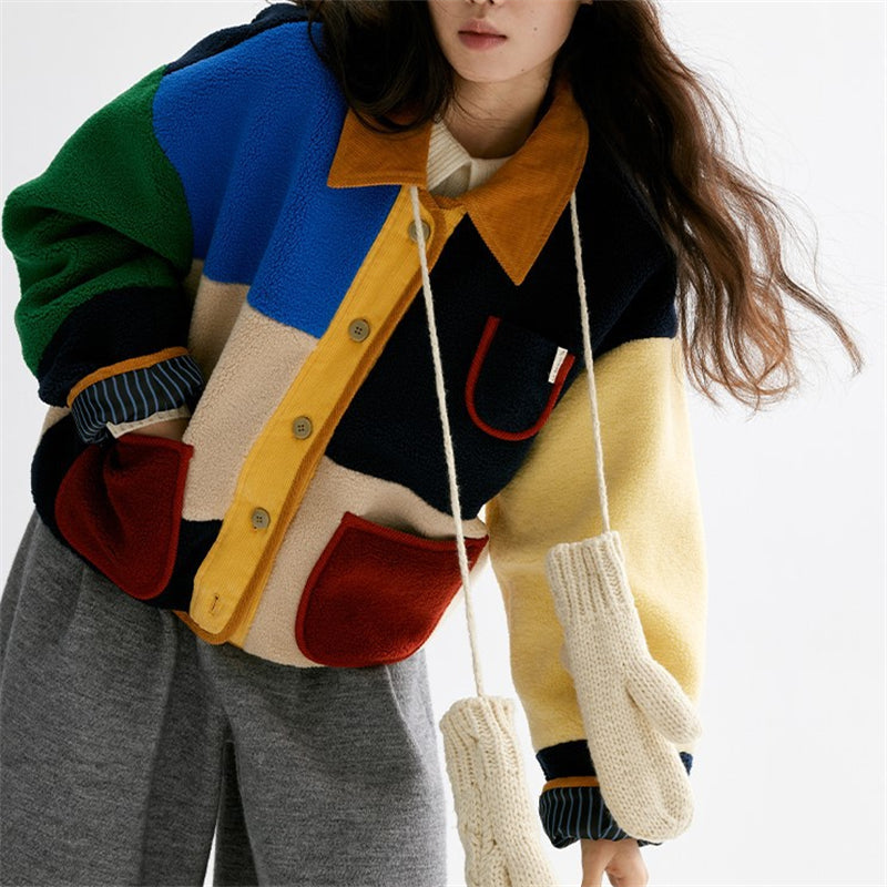 ボア ジャケット ラムウールコート レディース ショート丈 フリース ふんわり カーディガン