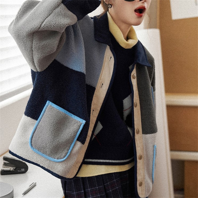 ボア ジャケット ラムウールコート レディース ショート丈 フリース ふんわり カーディガン