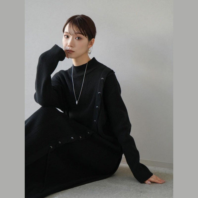 ニットワンピース レディース レイヤード スカート ニット セーター スカート スリット