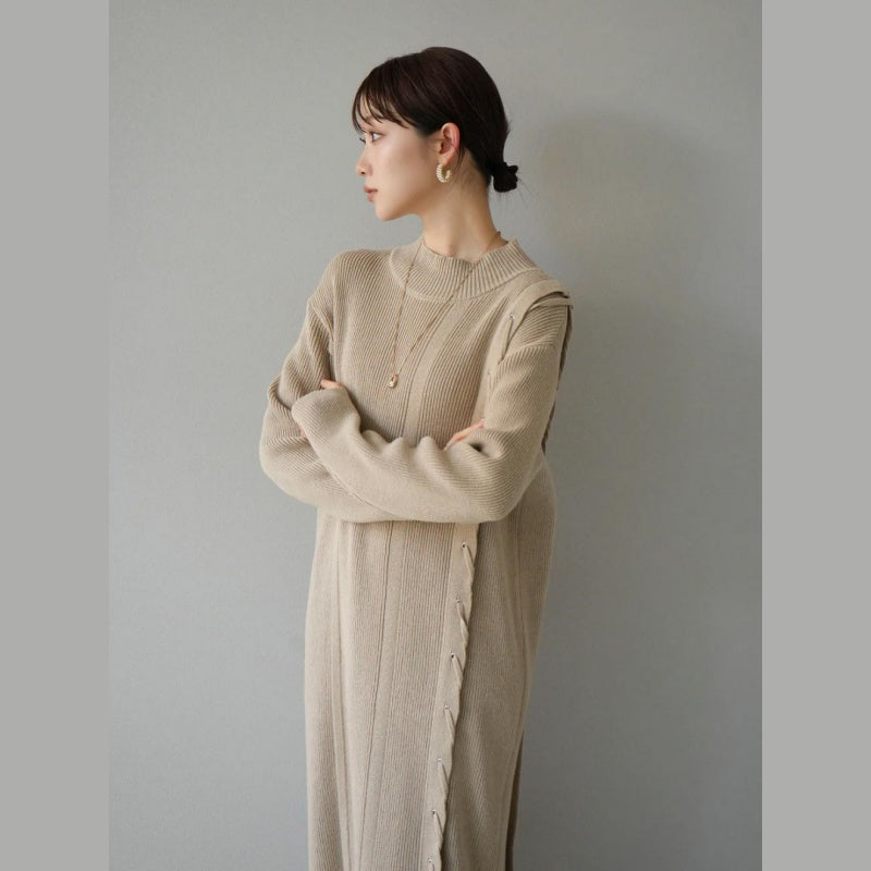 ニットワンピース レディース レイヤード スカート ニット セーター スカート スリット