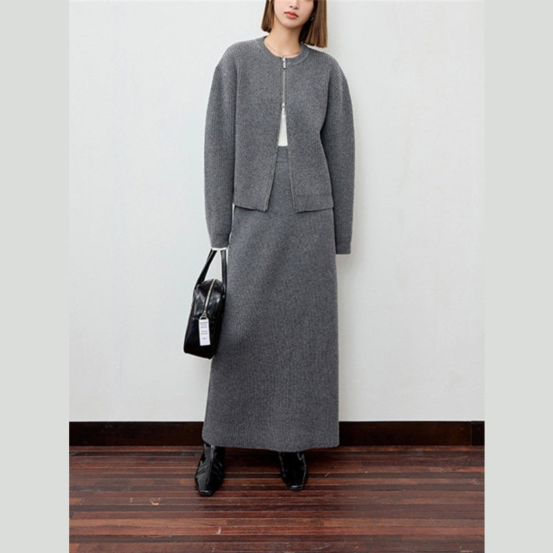 ニットワンピース レディース レイヤード スカート ニット セーター スカート スリット