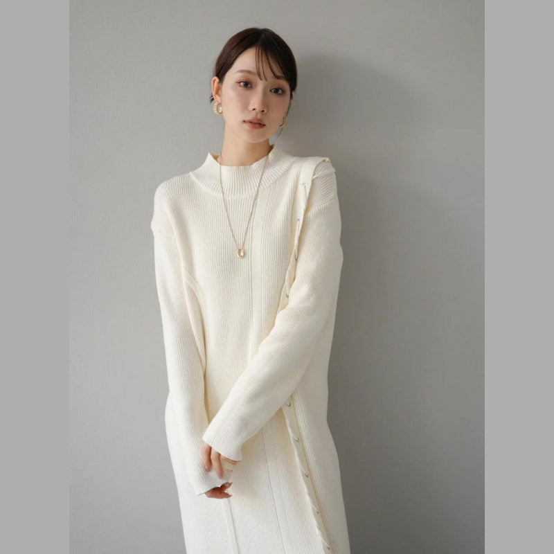 ニットワンピース レディース レイヤード スカート ニット セーター スカート スリット