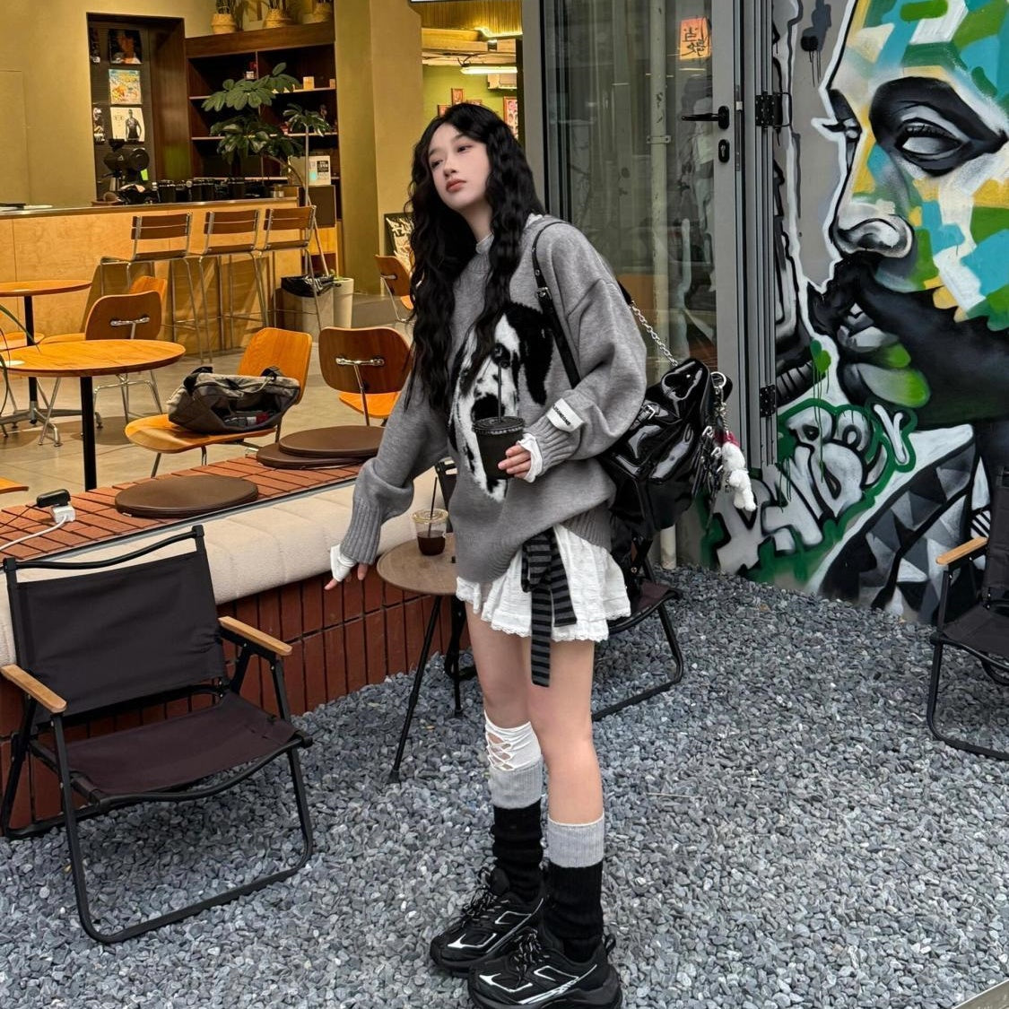 プルオーバー セーター ジャカード編み ダルメシアン レディース ニット トップス 長袖 無地