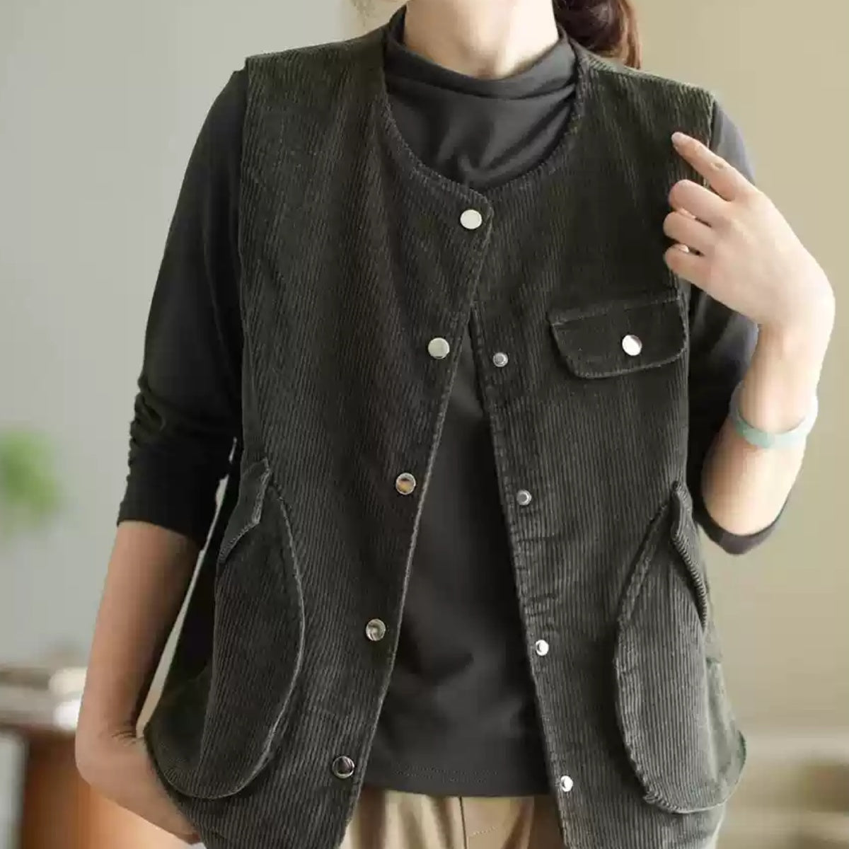 ベスト コーデュロイ ノースリーブ レディース 春秋
