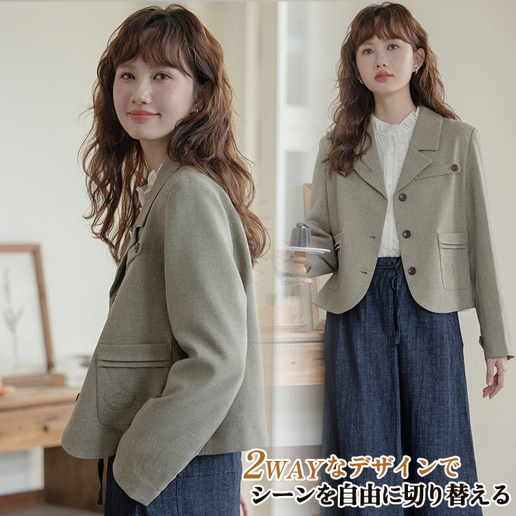 レディース スーツ ジャケット ブレザー シャツ セットアップ ショート丈