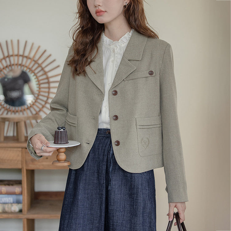 レディース スーツ ジャケット ブレザー シャツ セットアップ ショート丈